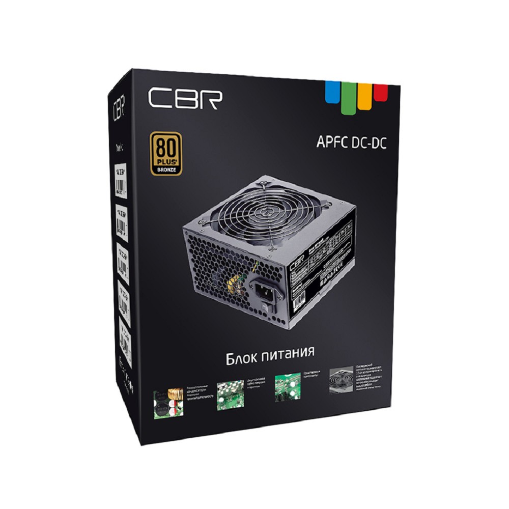 Блок питания CBR ATX 700W 80+ Bronze, DC-DC, APFC, 0.6mm, 24pin, 1*8-pin(4+4P), 2*6+2pin, 6*SATA, 4*IDE, 12cm fan, 1.5м кабель питания, черный [PSU-ATX700-12GM] BOX
