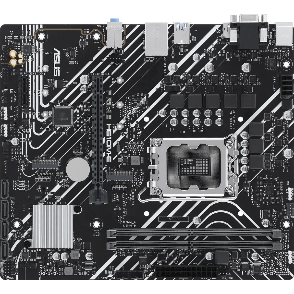 ASUS PRIME H610M-E-CSM, LGA1700, H610, 2*DDR5, 4*SATA, 2*M.2, 2*USB 3.2, 2*USB 2.0, 1*PCIx16, 1*PCIx1, DP+VGA+HDMII, mATX; 90MB1G10-M0EAYC