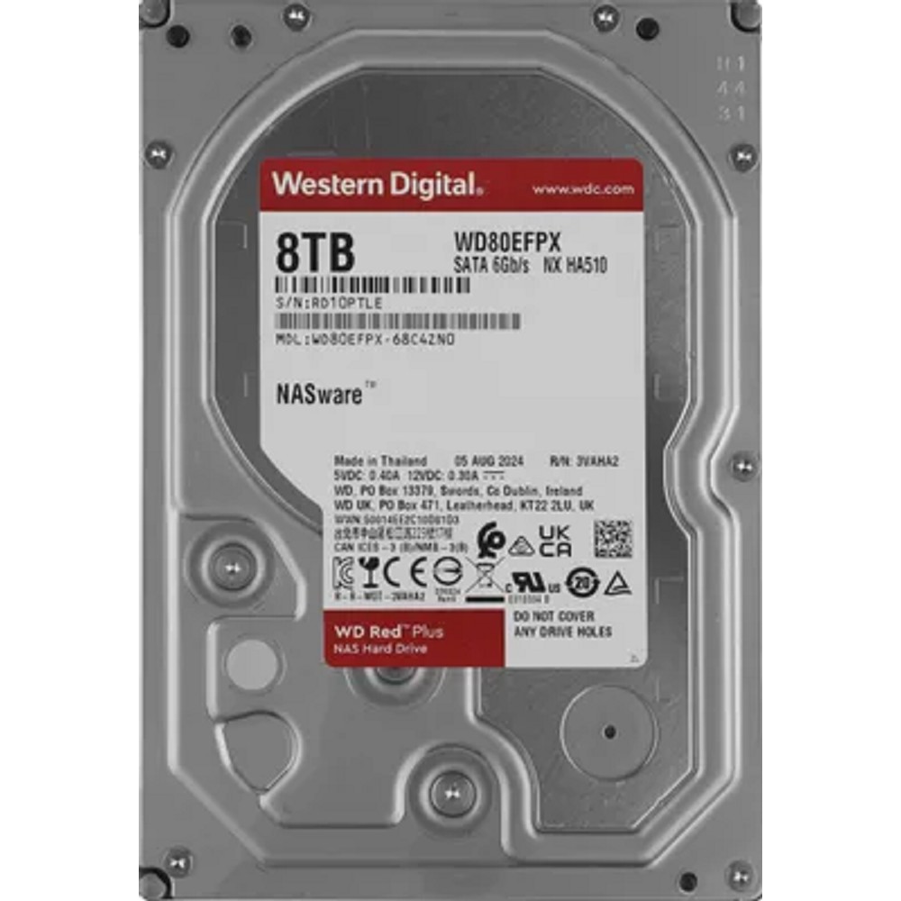 Western Digital Red Plus NAS HDD 3.5" SATA 8TB, 5640 rpm, 256MB buffer, CMR, WD80EFPX, 1 year