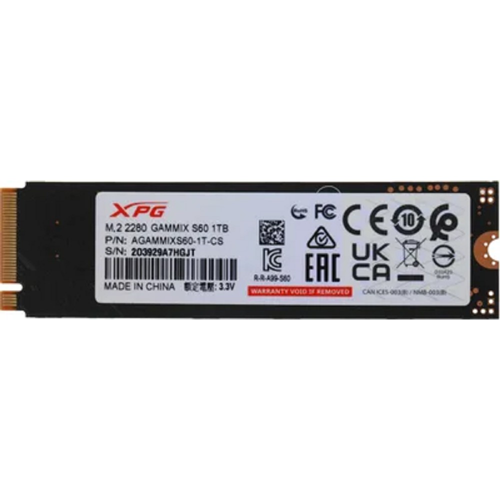ADATA GAMMIX S60 M.2 2280 NVMe PCIe 4.0 x4 1TB 5000/3200 COLOR BOX SEPARATED арт. AGAMMIXS60-1T-CS