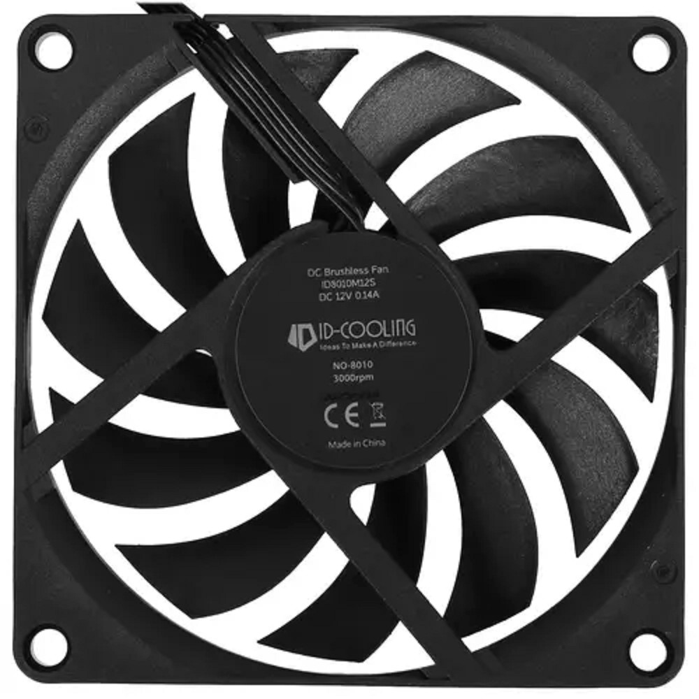 ID-COOLING NO-8010-PWM 80x80x10мм (120шт./кор, PWM, 4pin, черный, 800-3000об/мин) BOX