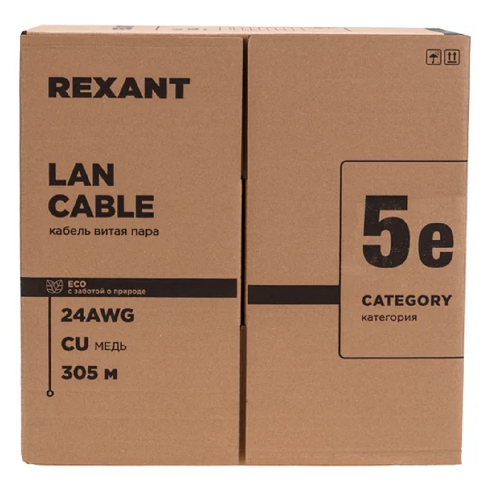 Кабель информационный Rexant 01-0146-R кат.5E F/UTP 4 пары 24AWG PE внешний 305м черный