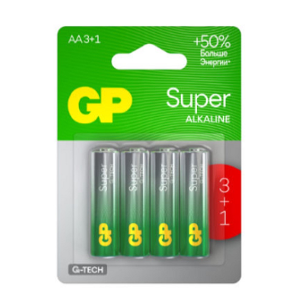 GP 15AA213/1-2CRSBC4 40/320 Super Alkaline G-Tech (4 шт. в уп-ке) арт. 4891199226298