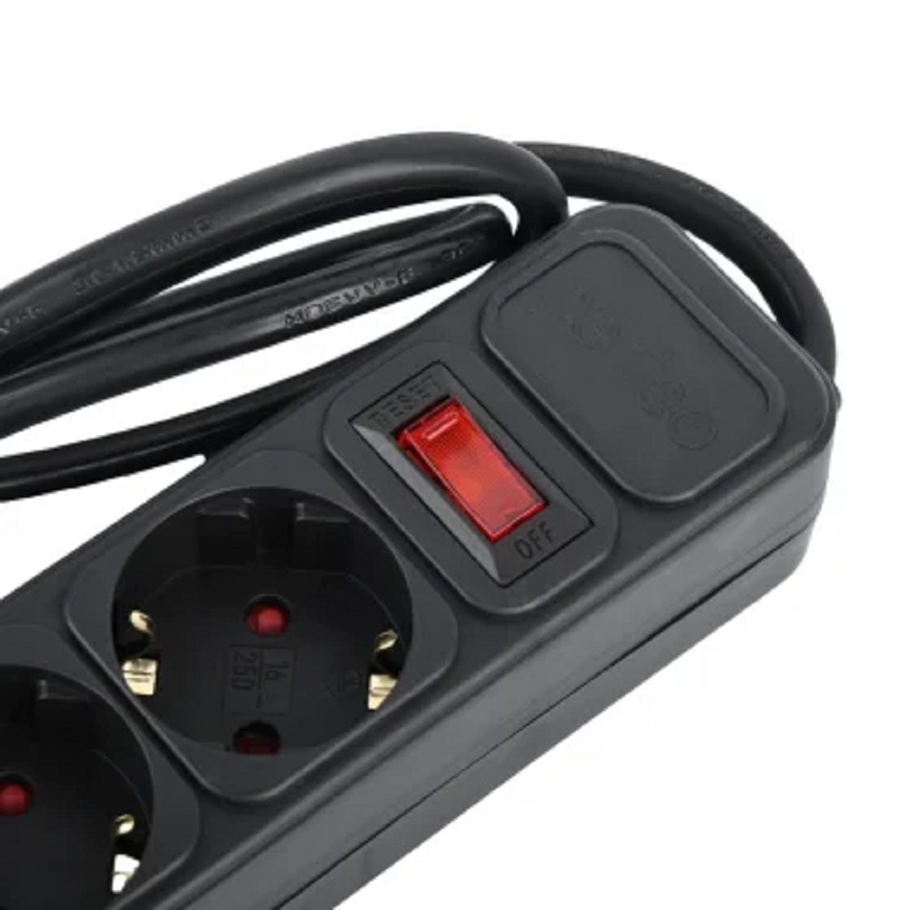 Perfeo сетевой фильтр "REAL POWER", 1,8м, 5 розеток, 16А, 3500 Вт, тройная защита, черный. [PF_E1499]
