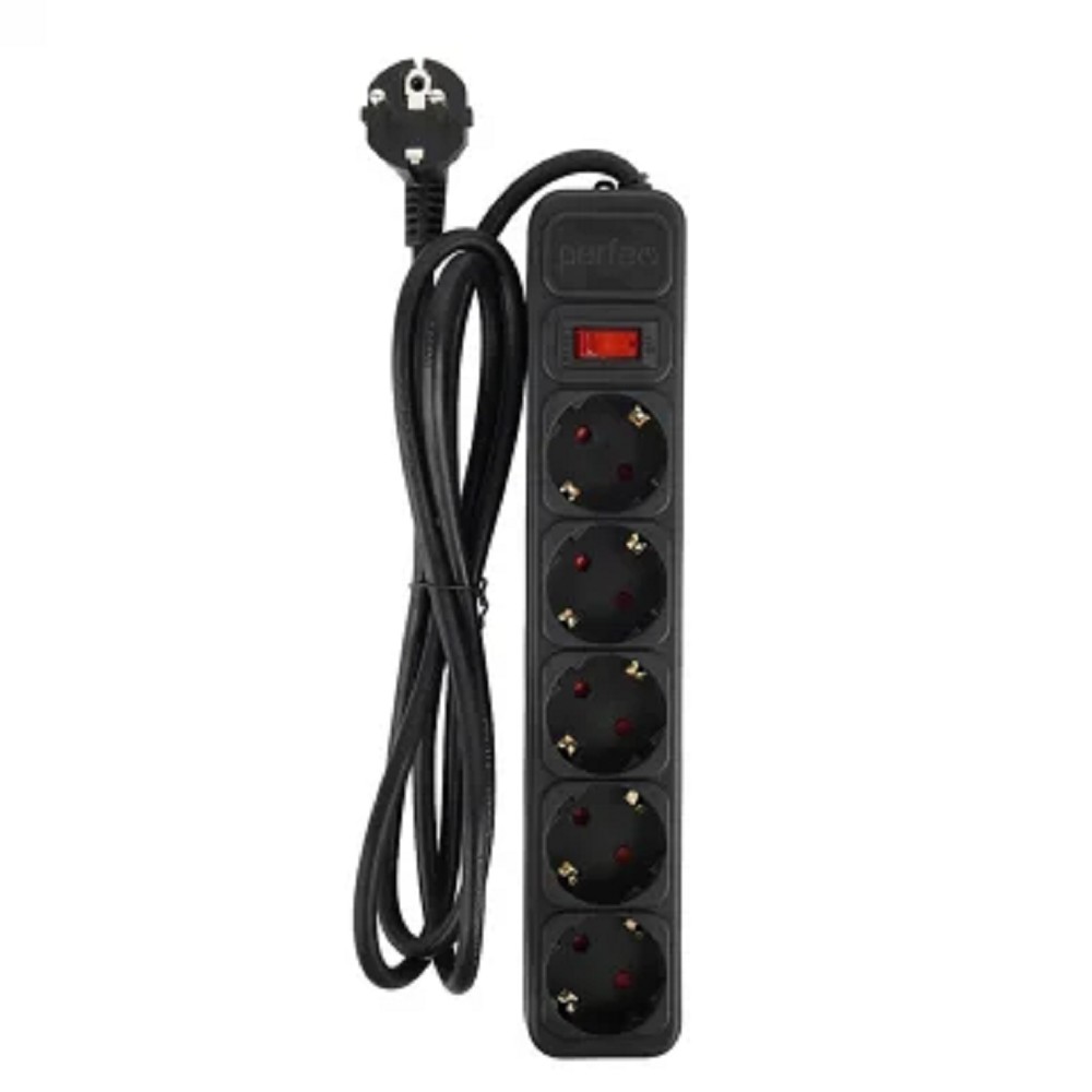 Perfeo сетевой фильтр "REAL POWER", 1,8м, 5 розеток, 16А, 3500 Вт, тройная защита, черный. [PF_E1499]