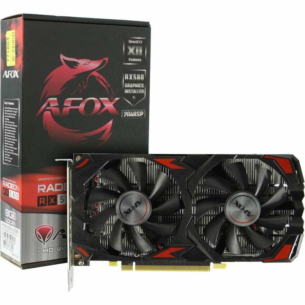 Видеокарта AFOX RX580 8GB GDDR5 256Bit 2xDP/HDMI ATX 2FAN (AFRX580-8192D5H3-V3) RTL