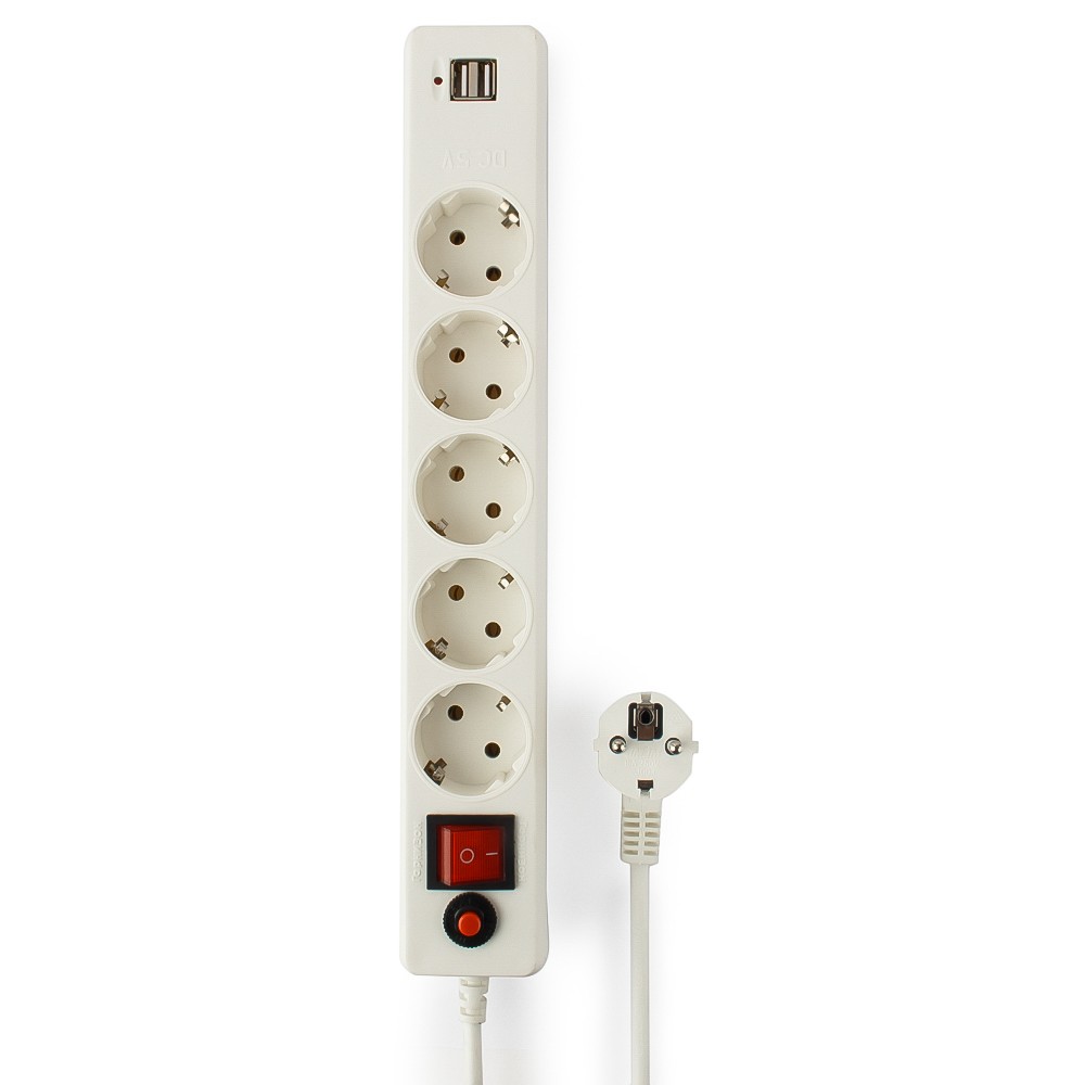 Гарнизон Сетевой фильтр для ИБП ECL-5-U2-W-1.8 5р, 10А, 2xUSB, 1.8м, ур.защиты 4, белый, пакет (22436)