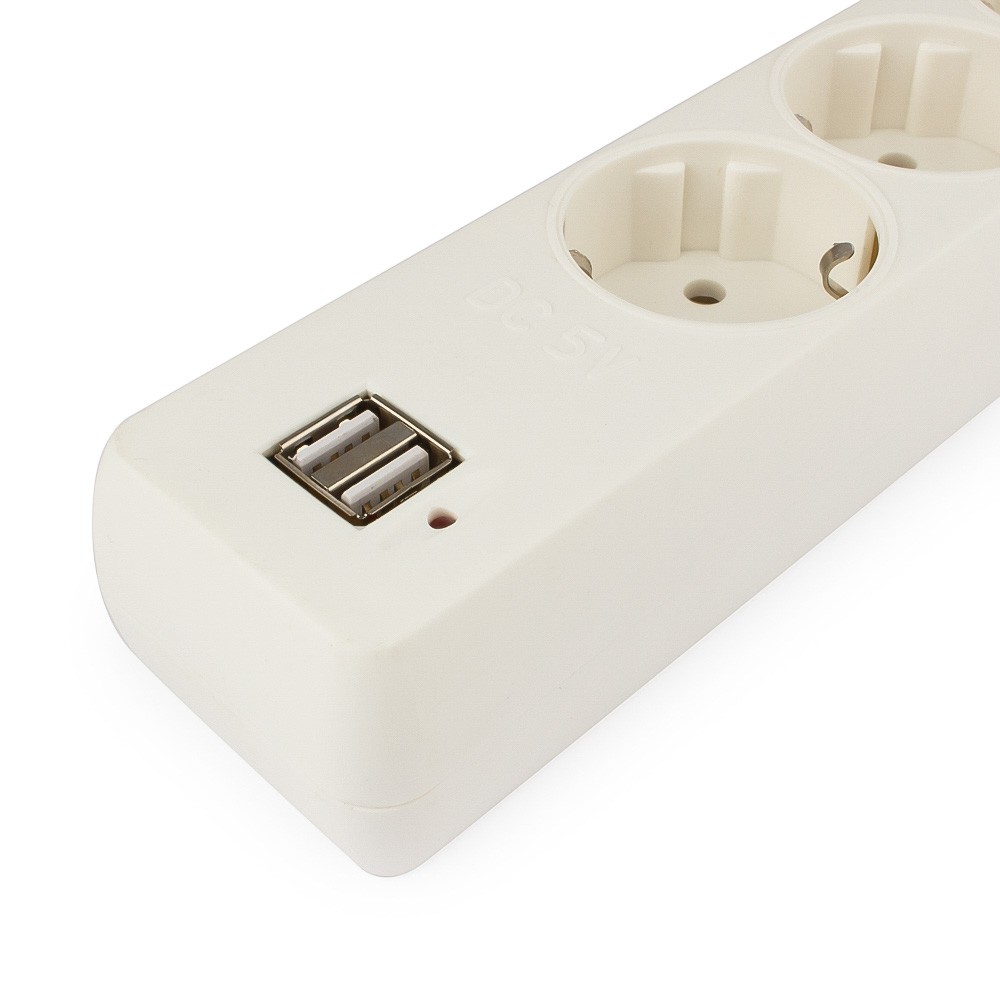 Гарнизон Сетевой фильтр для ИБП ECL-5-U2-W-1.8 5р, 10А, 2xUSB, 1.8м, ур.защиты 4, белый, пакет (22436)