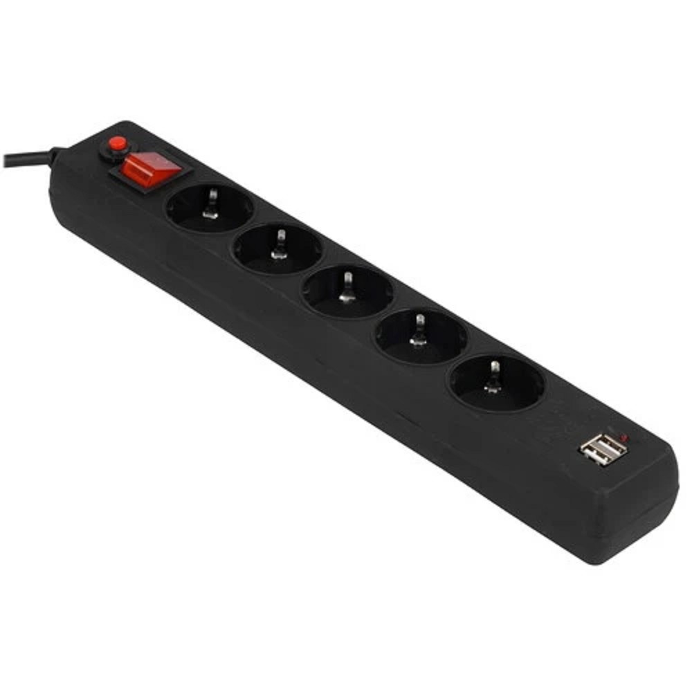 Гарнизон Сетевой фильтр для ИБП ECL-5-U2-B-1.8 5р, 10А, 2xUSB, 1.8м, ур.защиты 4, черный, пакет (22437)