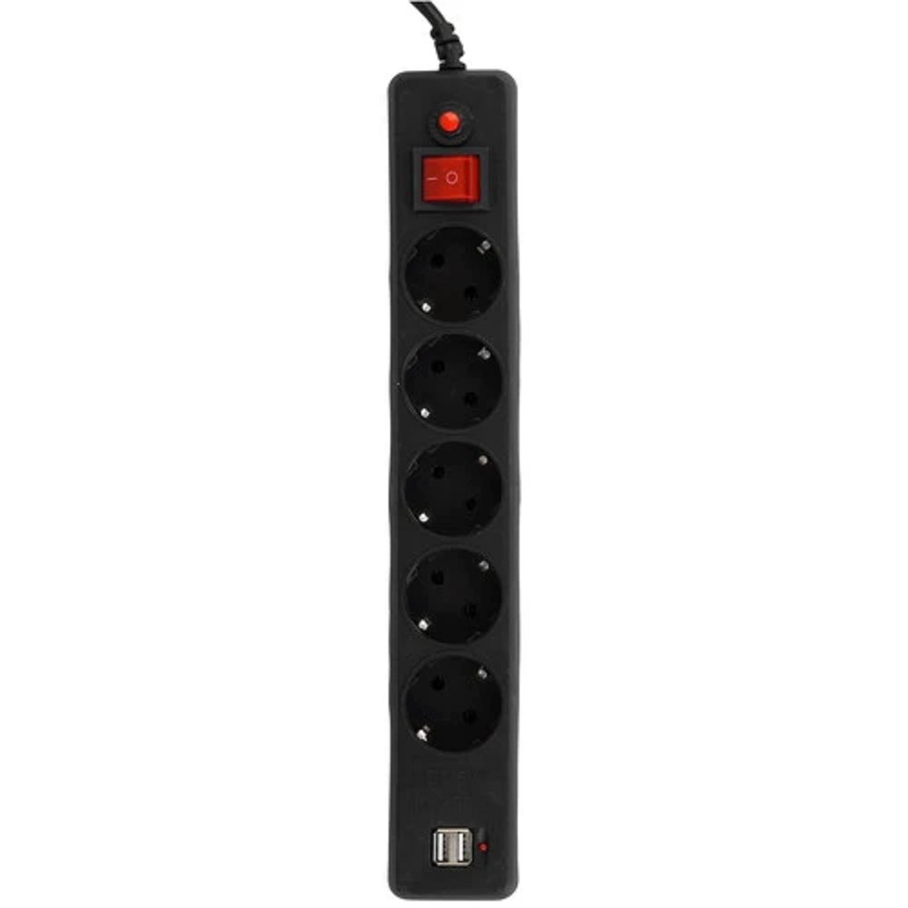 Гарнизон Сетевой фильтр для ИБП ECL-5-U2-B-1.8 5р, 10А, 2xUSB, 1.8м, ур.защиты 4, черный, пакет (22437)