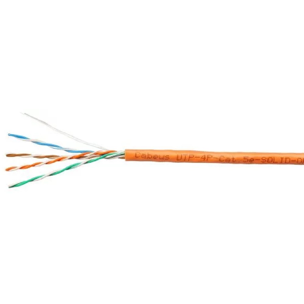Кабель информационный Cabeus UTP-4P-CAT.5E-SOLID-OR кат.5E U/UTP 4 пары 24AWG PVC внутренний 305м оранжевый