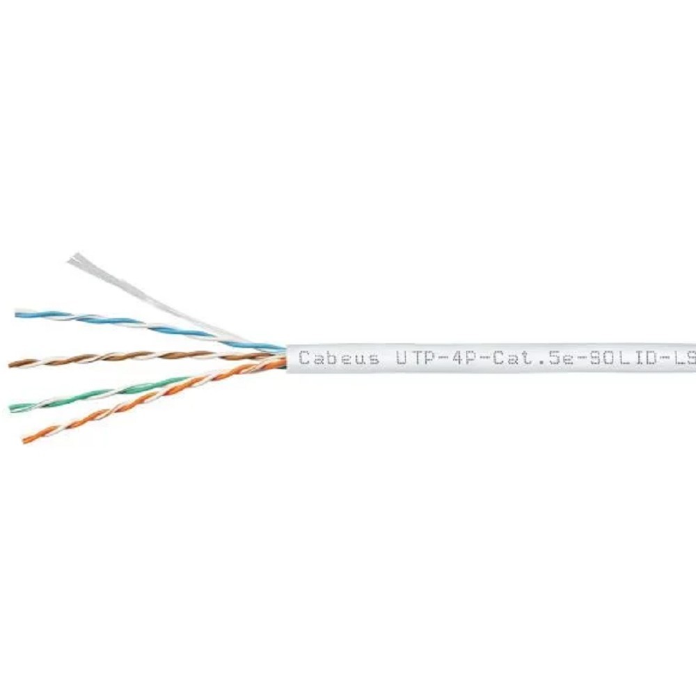 Кабель информационный Cabeus UTP-4P-CAT.5E-SOLID-LSZH-WH кат.5E U/UTP 4 пары 5AWG LSZH внутренний 305м белый