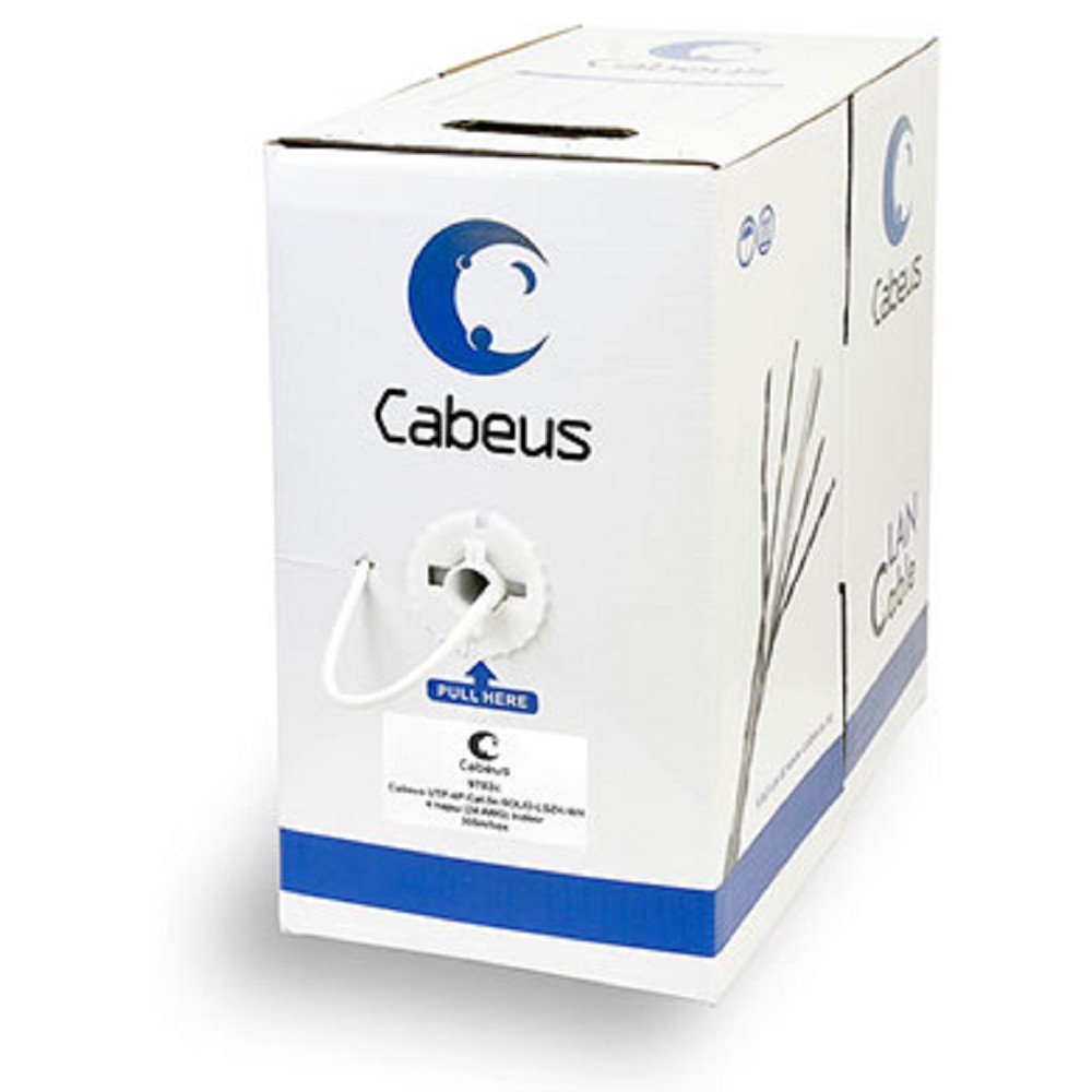 Кабель информационный Cabeus UTP-4P-CAT.5E-SOLID-LSZH-WH кат.5E U/UTP 4 пары 5AWG LSZH внутренний 305м белый