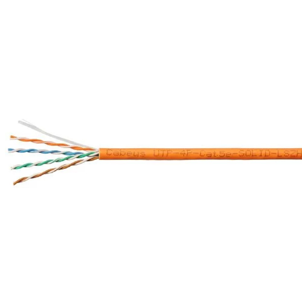 Cabeus UTP-4P-Cat.5e-SOLID-LSZH-OR-LIGHT Кабель витая пара UTP (U/UTP), категория 5e, 4 пары 0,48мм (24 AWG), одножильный, LSZH, нг(А)-HF, оранжевый, (305 м)