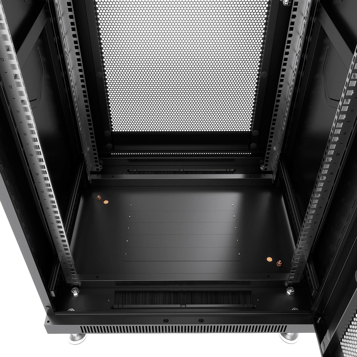 Cabeus ND-05C-22U60/80-BK Шкаф монтажный телекоммуникационный 19" напольный для распределительного и серверного оборудования 22U 600x800x1166mm (ШхГхВ) передняя и задняя перфорированные двери, ручка с