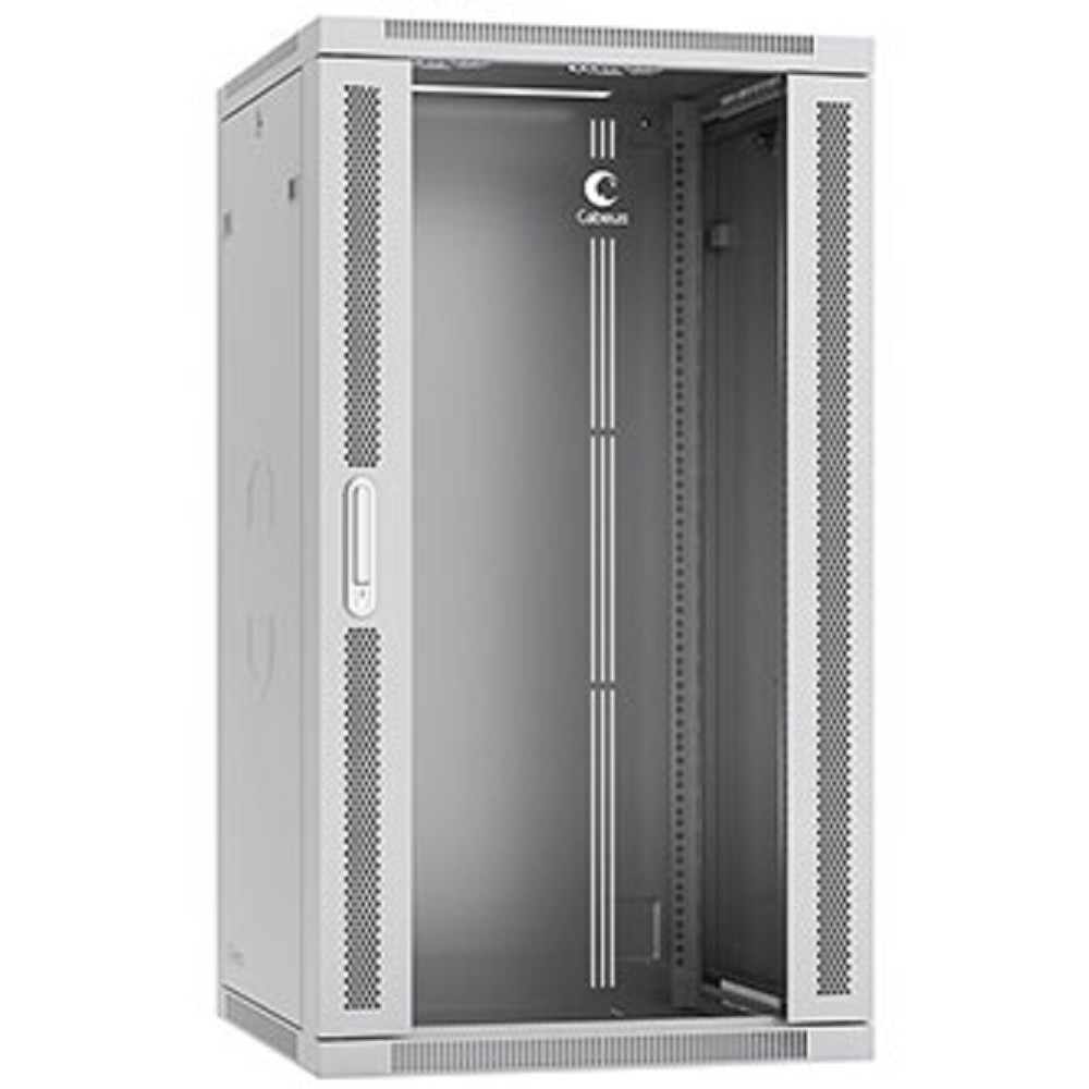 Cabeus SH-05F-22U60/60-R Шкаф телекоммуникационный настенный разобранный 19" 22U 600x600x1082mm (ШхГхВ) дверь стекло, цвет серый (RAL 7035)