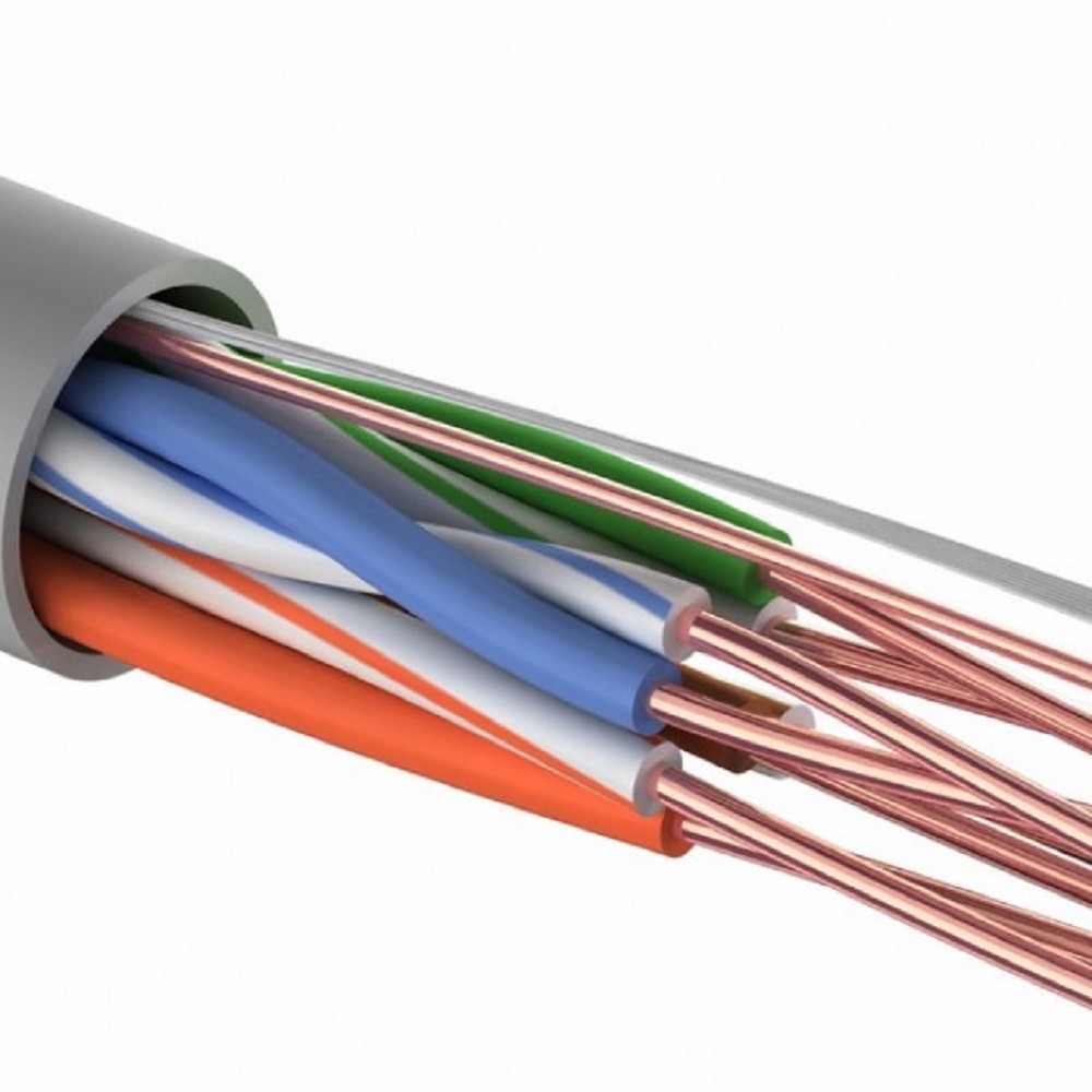 Кабель информационный Rexant 01-0043-50 кат.5E UTP 4 пары 24AWG PVC внутренний 50м серый