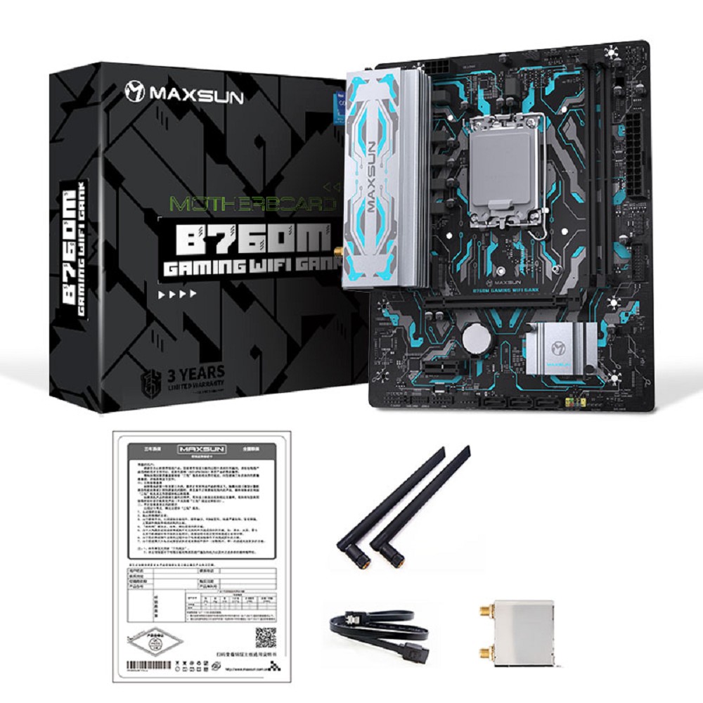 MAXSUN MS-B760M GAMING WIFI GANK V2, LGA1700, B760, 2*DDR5, 3*SATA3, M.2, 2*USB 3.2, 4*USB 2.0, 1*PCIEx16, 1*PCIEx1, VGA+HDMI, mATX