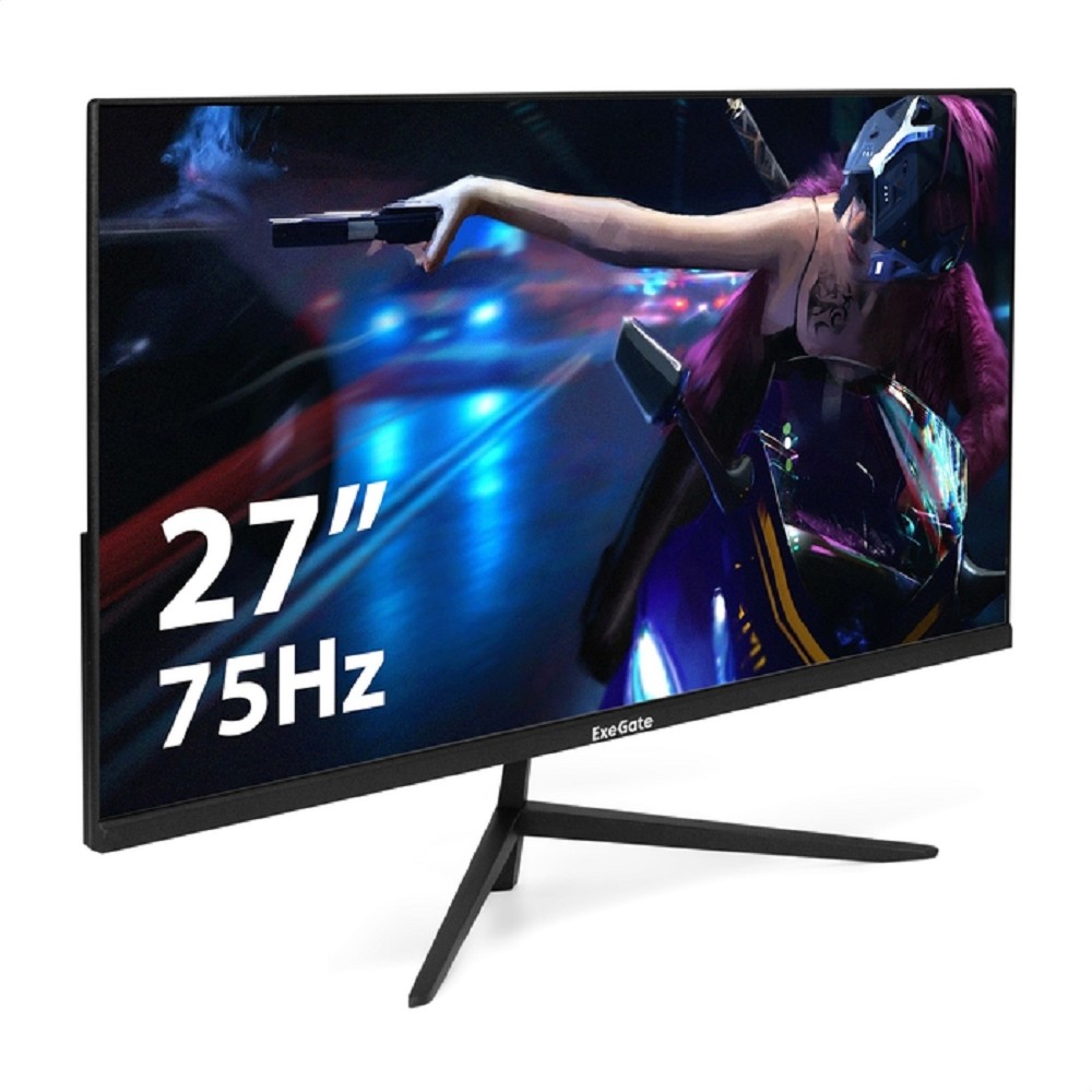 LCD ExeGate 27" EZ2707CA ProSmart {IPS 1920x1080 75Hz 5ms 250cd 1000:1 178/178 D-Sub HDMI DisplayPort Speakers VESA} [EX297650RUS]