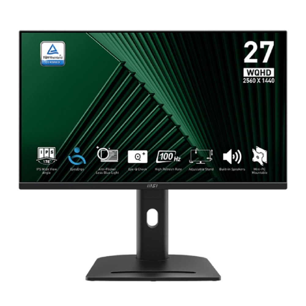 MSI PRO 27" MP275QPG {IPS 2560x1440 100Hz 4ms 300cd 2xHDMI DisplayPort Speakers HAS Pivot VESA} [9S6-3PC39M-069] MicroStar