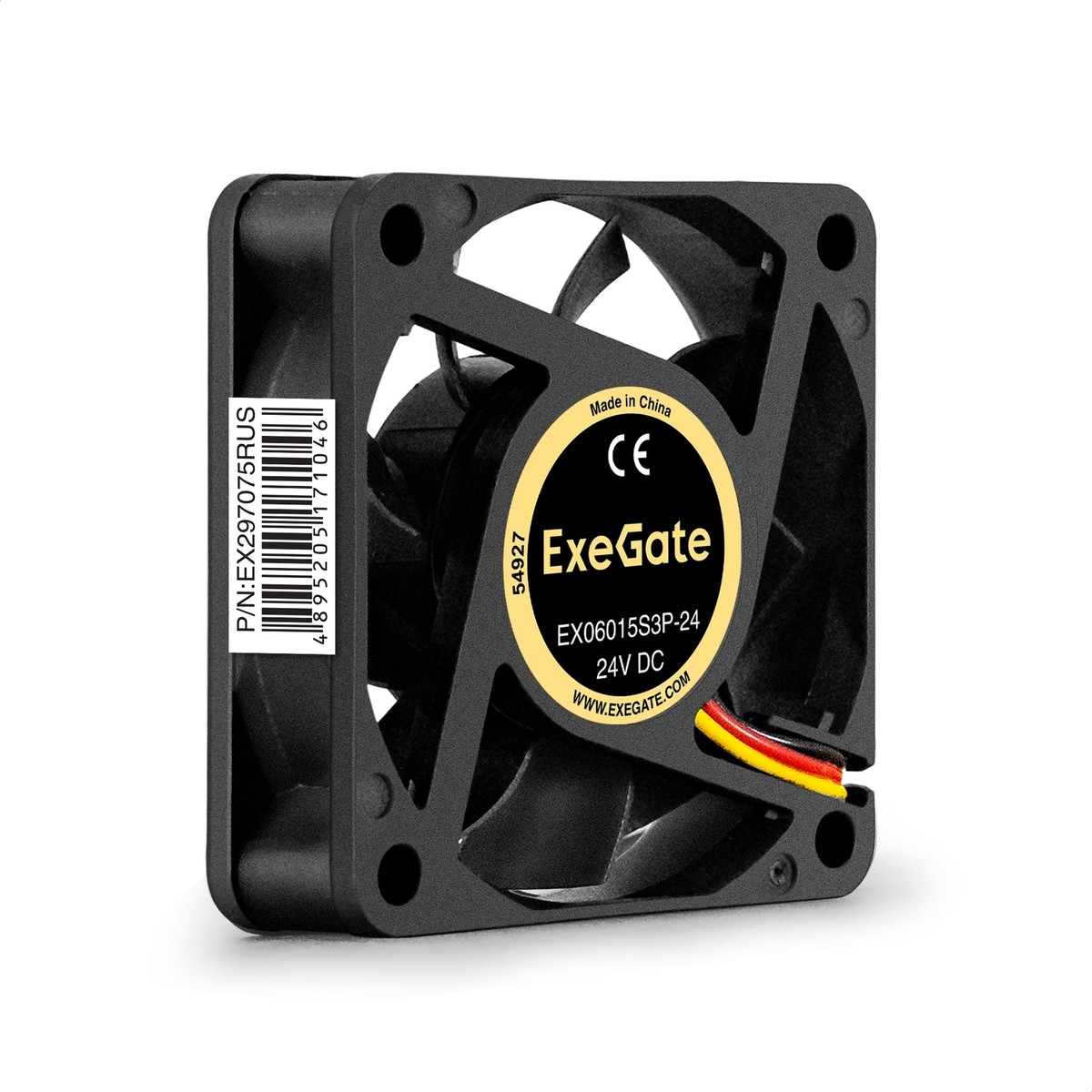 Exegate EX297075RUS Вентилятор 24В DC ExeGate EX06015S3P-24 (60x60x15 мм, Sleeve bearing (подшипник скольжения), 3pin, 4800RMP, 34,1dBA)