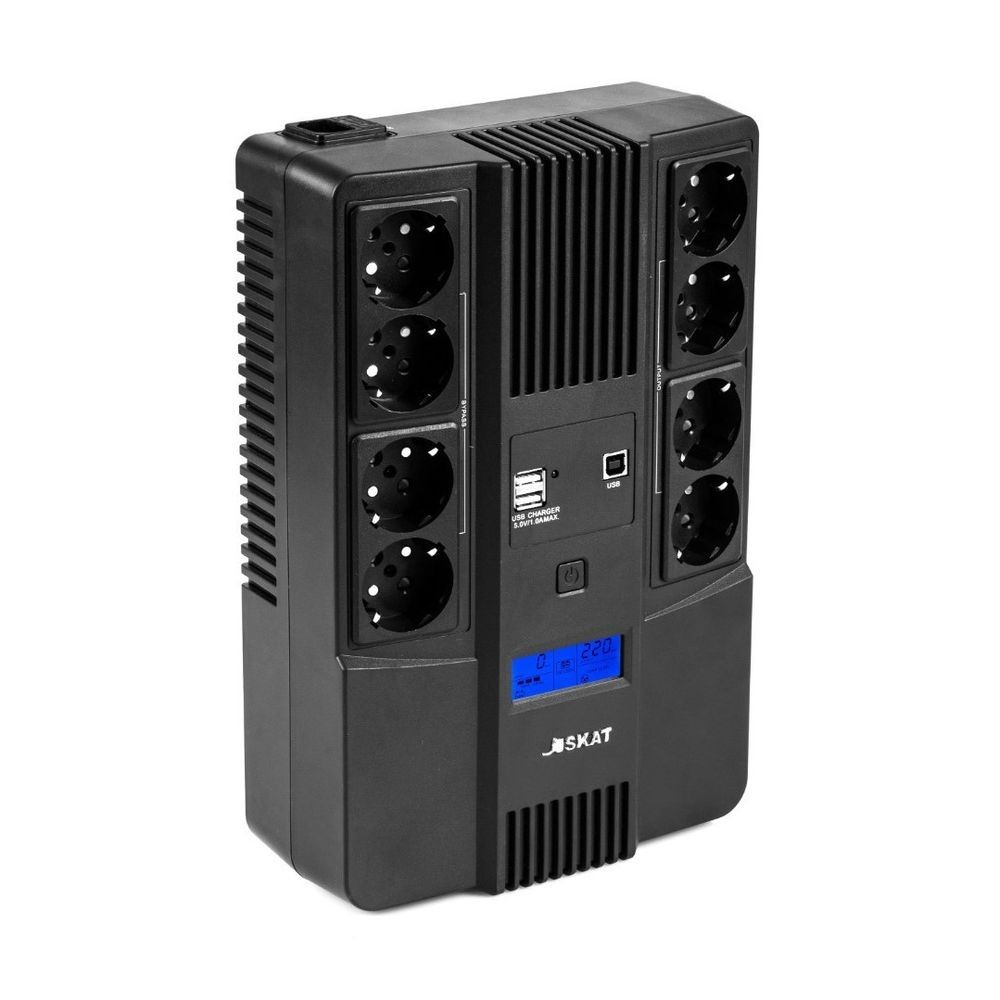 ИБП Бастион SKAT-UPS 800-AID-IN-1x9-8 {Line-interactive, 800/480Вт, LCD-дисплей, USB/ RJ-45, АКБ 1х 9Ач, сверху ЕВРО 4+4, реестр МПТ} (8933) арт. 8933 SKAT-UPS 800-AID-IN-1X9-8