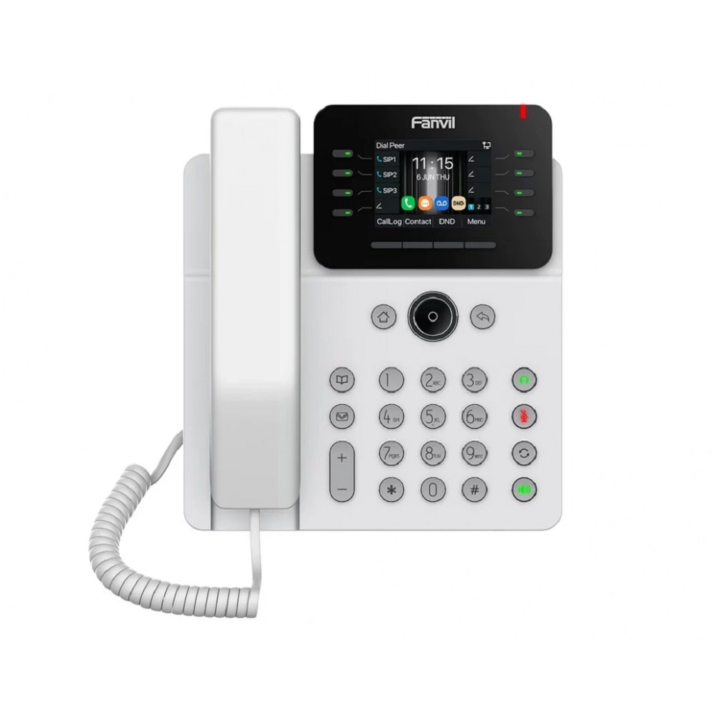 Fanvil V62G, 12 SIP-акк., 2,8", 320x240 Цвет. экран, POE, БП в комп., 2x1 Gbps, Белый арт. V62G White