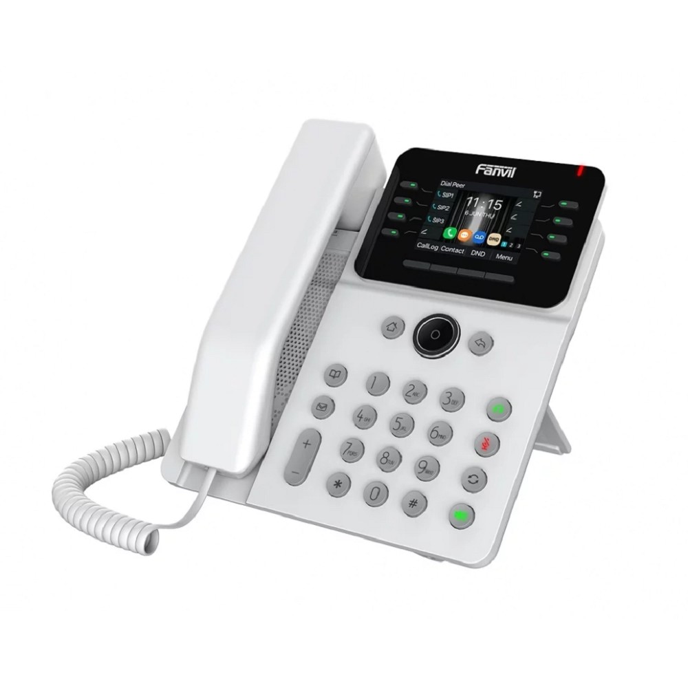 Fanvil V62G, 12 SIP-акк., 2,8", 320x240 Цвет. экран, POE, БП в комп., 2x1 Gbps, Белый арт. V62G White