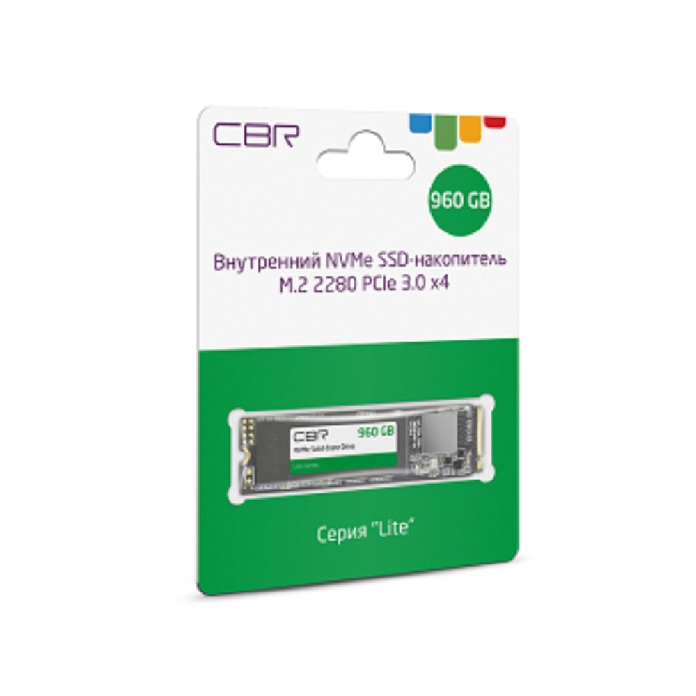 CBR SSD-960GB-M.2-LT22, Внутренний SSD-накопитель, серия "Lite", 960 GB, M.2 2280, PCIe 3.0 x4, NVMe 1.3, SM2263XT, 3D TLC NAND, R/W speed up to 2300/1800 MB/s, TBW (TB) 480
