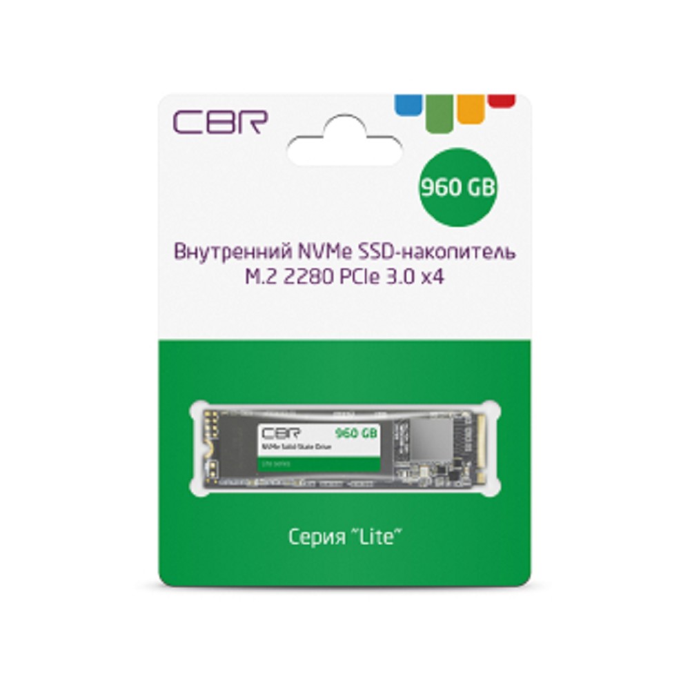 CBR SSD-960GB-M.2-LT22, Внутренний SSD-накопитель, серия "Lite", 960 GB, M.2 2280, PCIe 3.0 x4, NVMe 1.3, SM2263XT, 3D TLC NAND, R/W speed up to 2300/1800 MB/s, TBW (TB) 480