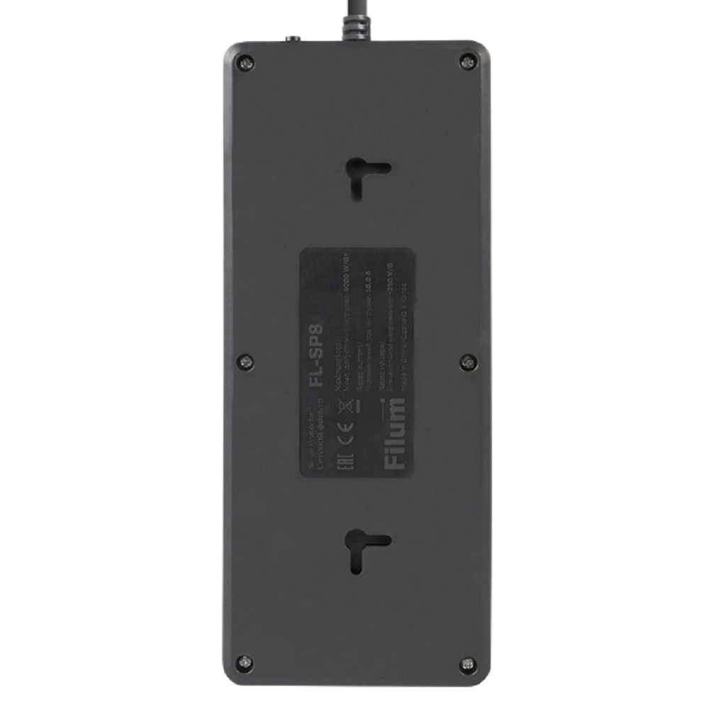 Filum Сетевой фильтр FL-SP8-1.8M-16, 4000 Вт., 8 розеток, шнур 1.8 м., черный {00-01095525}