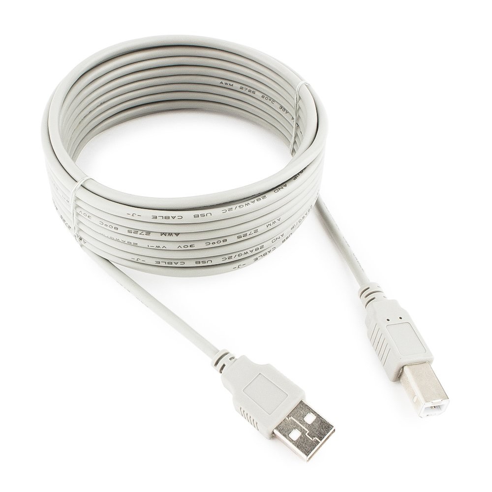 Cablexpert Кабель USB2.0 AM/BM, медь, Pro, 4.5м, серый, пакет (CC-USB2-AMBM-15-N)