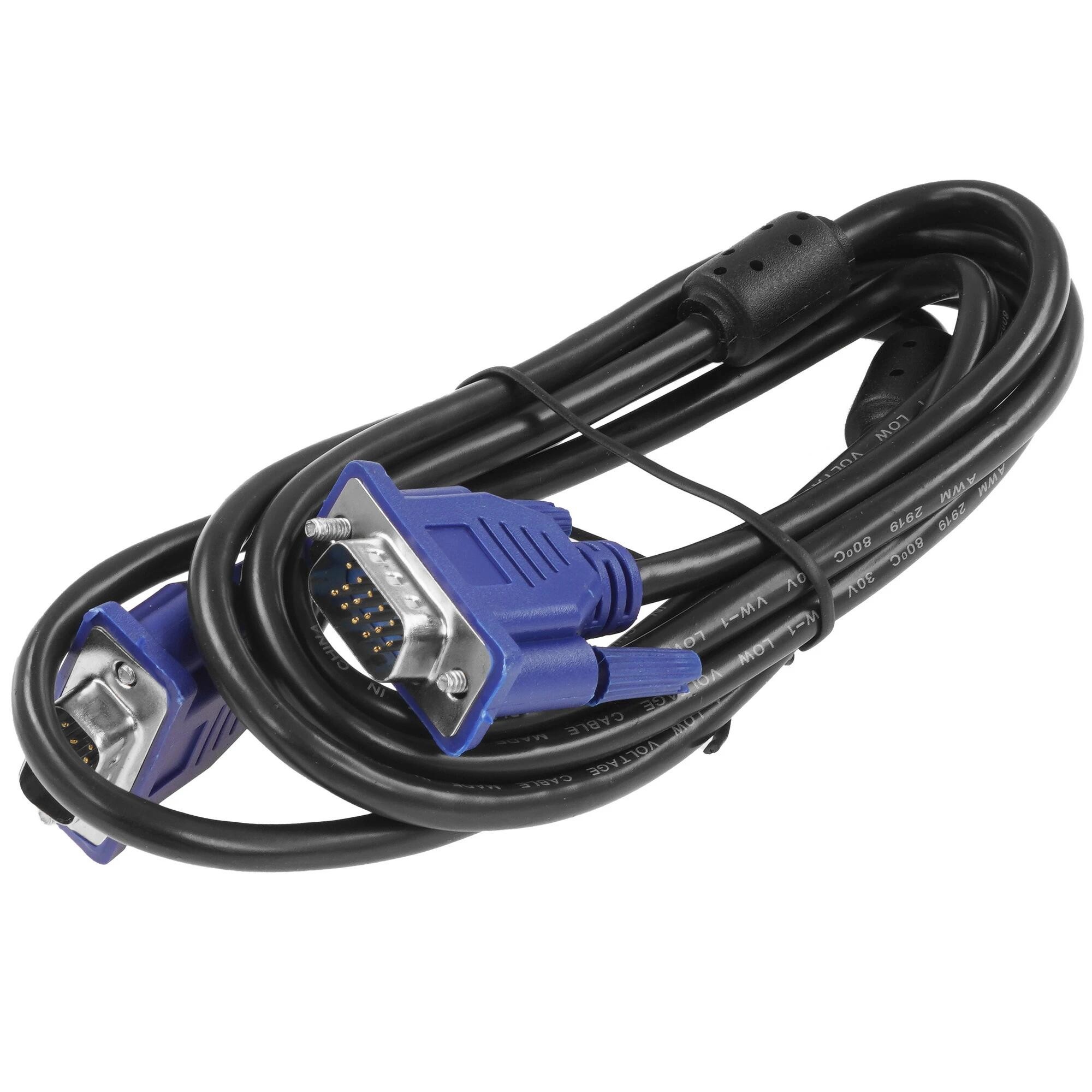 Кабель VGA Pro Cablexpert CC-PVGA-1.8M, 15M/15M, 1.8м, экран, феррит.кольца, пакет