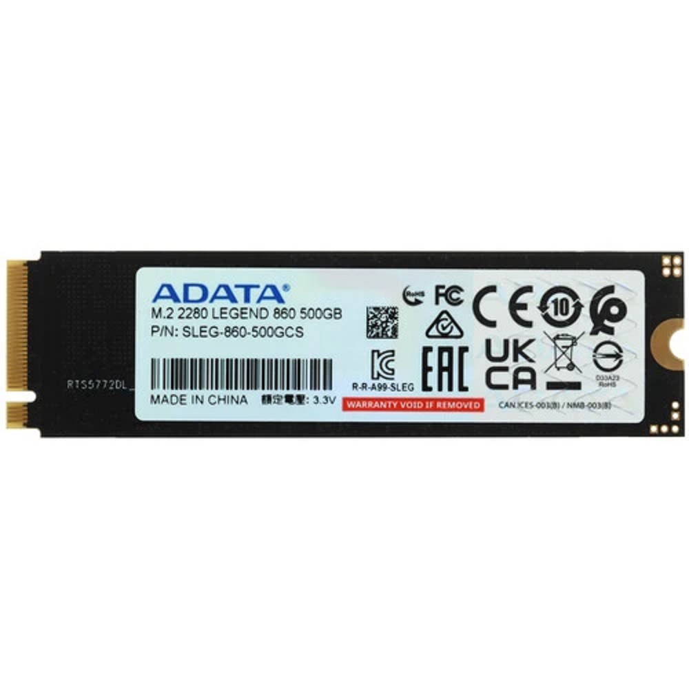 ADATA LEGEND 860 M.2 2280 NVMe PCIe 4.0 x4 500GB 5000/3000 COLOR BOX арт. SLEG-860-500GCS