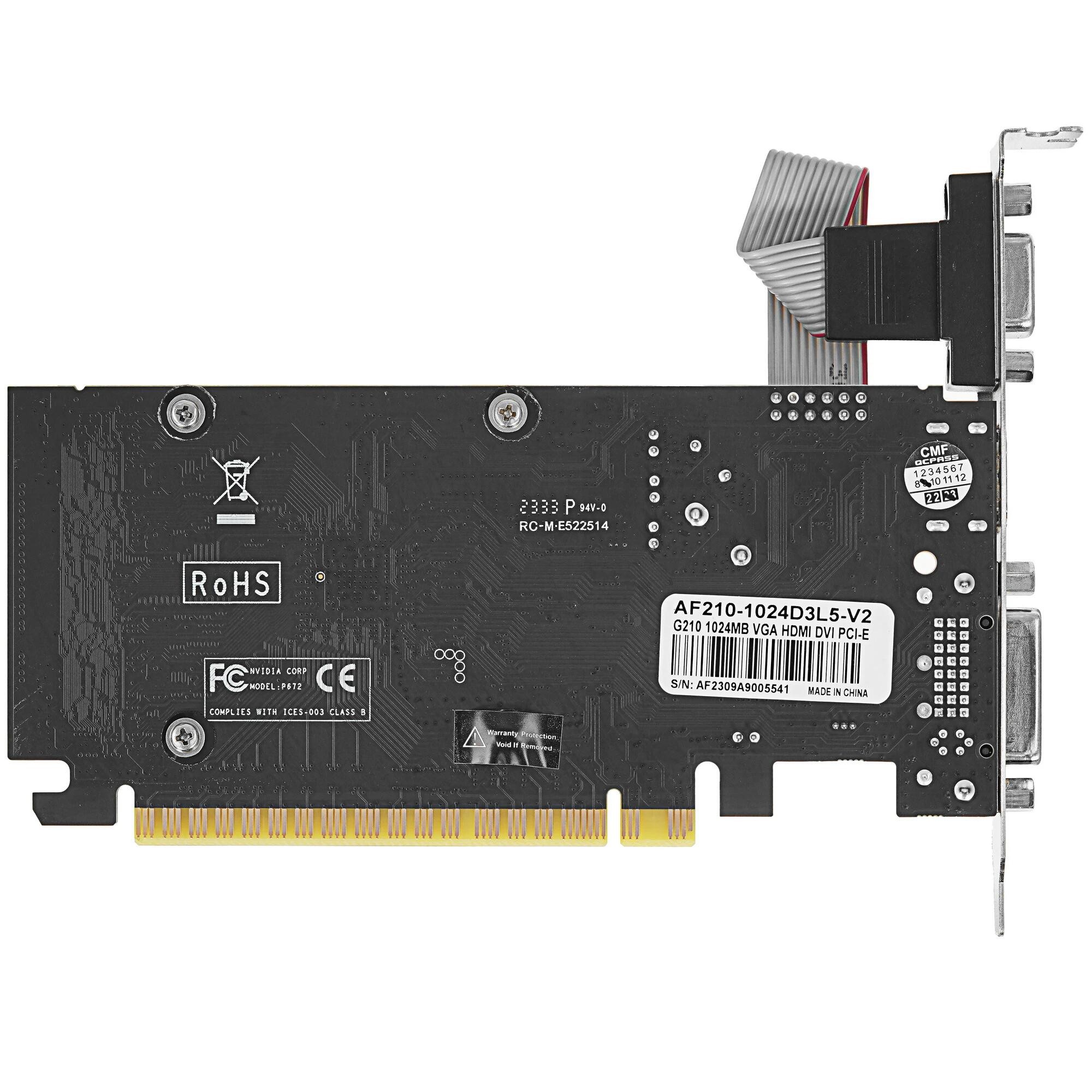 Видеокарта AFOX G210 LP 1GB, DDR3 64-bit, VGA/DVI/HDMI PASSIVE LP (AF210-1024D3L5) RTL