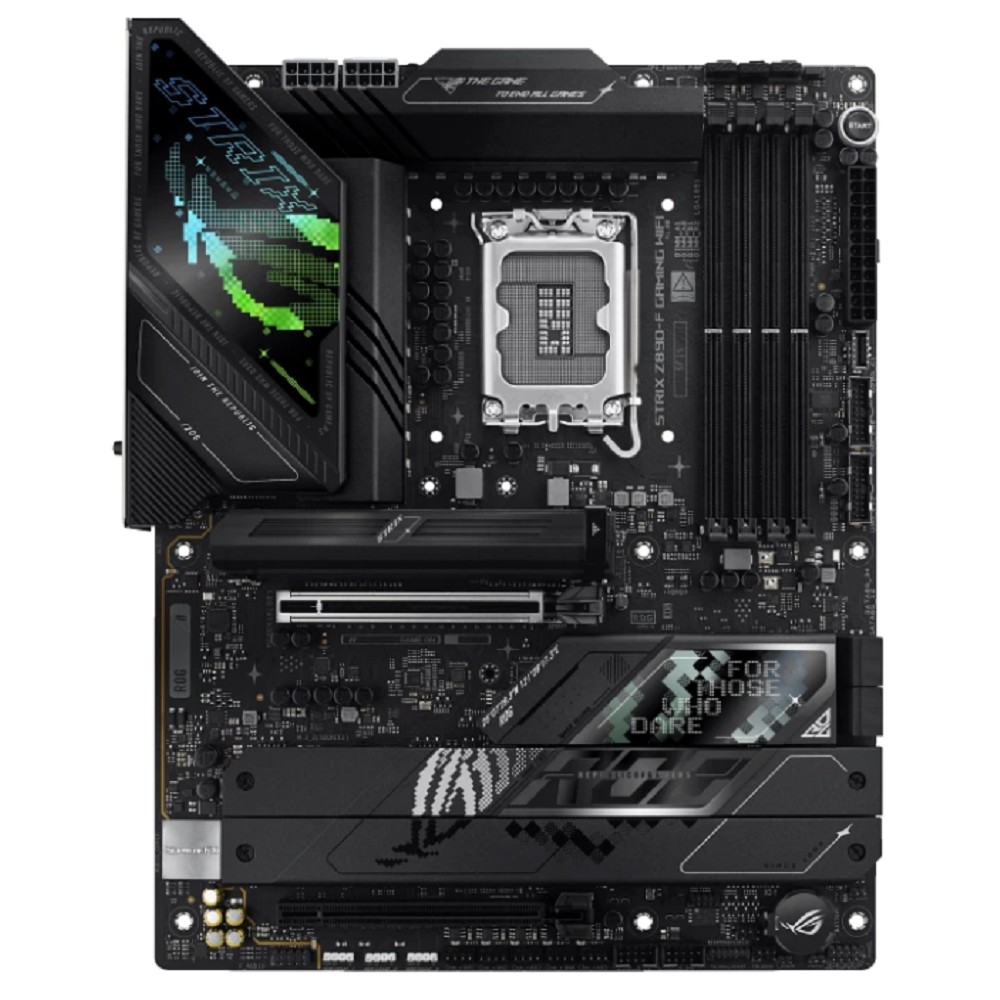 ASUS ROG STRIX Z890-F GAMING WIFI (Socket 1851,ATX, 4xDDR5(192GB), 1xPCIe 5.0x16/1xPCIe 4.0x16/1xLAN (2.5GbE), Wi-Fi, BT, 4xSATA 6Gb/s, 5xM.2, 2xThunderbolt 4 (USB-C), 2xType-C, 10xUSB 3.2, ATX)