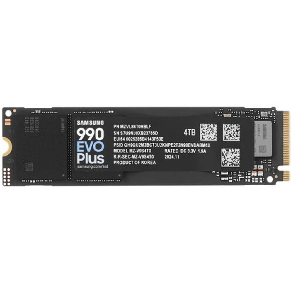 SSD M.2 (PCI-E NVMe 2.0 Gen 4.0 x4) 4Tb Samsung 990 EVO plus (R7250/W6300MB/s) 1year арт. MZ-V9S4T0BW