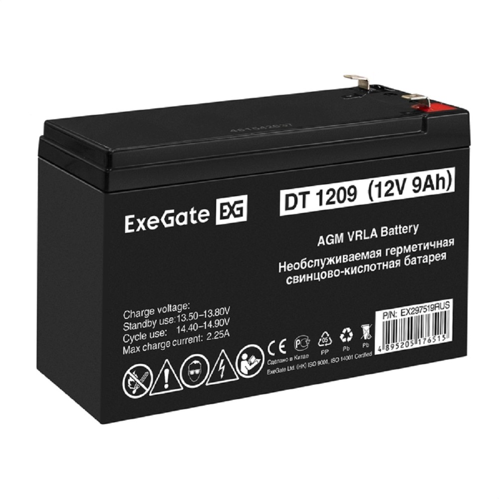 Exegate EX297519RUS Аккумуляторная батарея DT 1209 (12V 9Ah, клеммы F2)