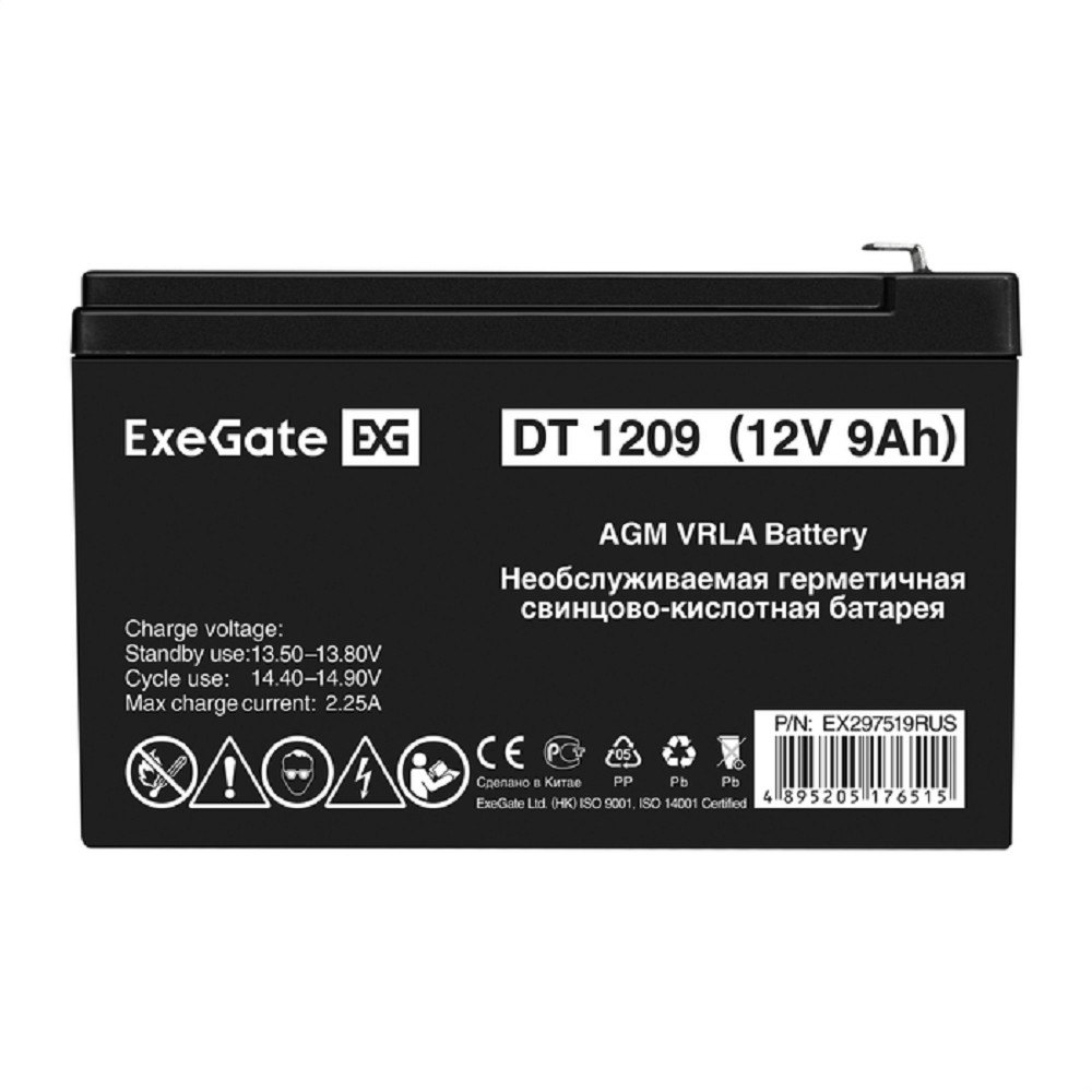 Exegate EX297519RUS Аккумуляторная батарея DT 1209 (12V 9Ah, клеммы F2)