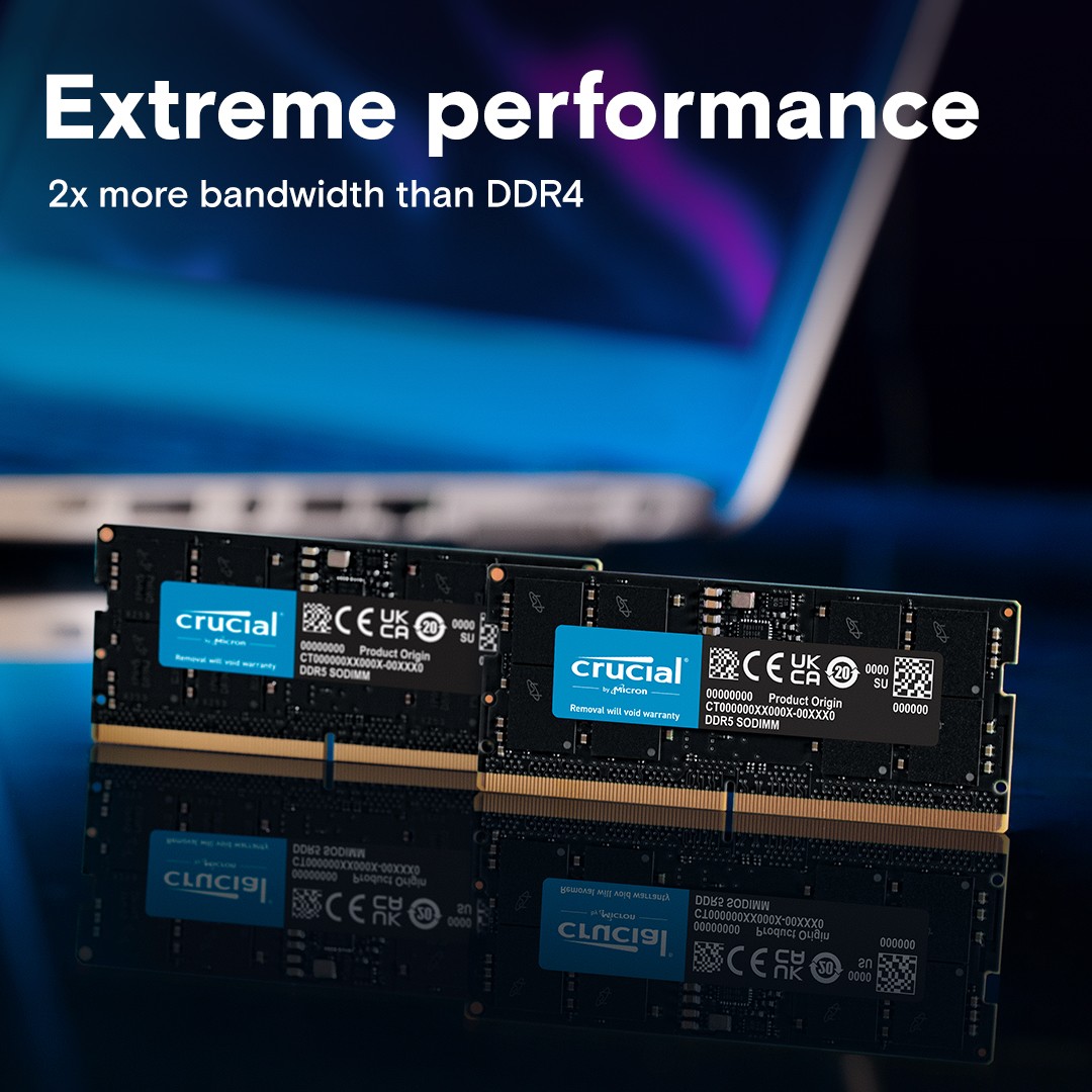 Crucial by Micron 8GB DDR5-5600 SODIMM (CT8G56C46S5) CL46 1.1V, 1 Year Warrаnty OEM