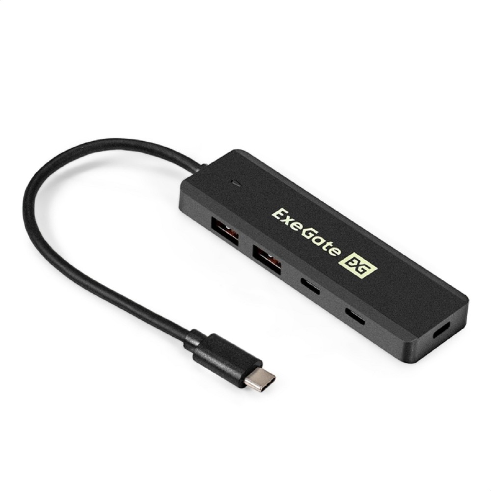 Exegate EX298169RUS USB-Хаб (концентратор) 4-в-1 ExeGate DUB-2C2P/10G (кабель-адаптер USB 3.2 Gen2 Type C --> 2xUSB3.2 Gen2 Type-A (10G)/2xUSB3.2 Gen2 Type-C (10G), SuperSpeed+ USB 10Gbps, Plug&Play,