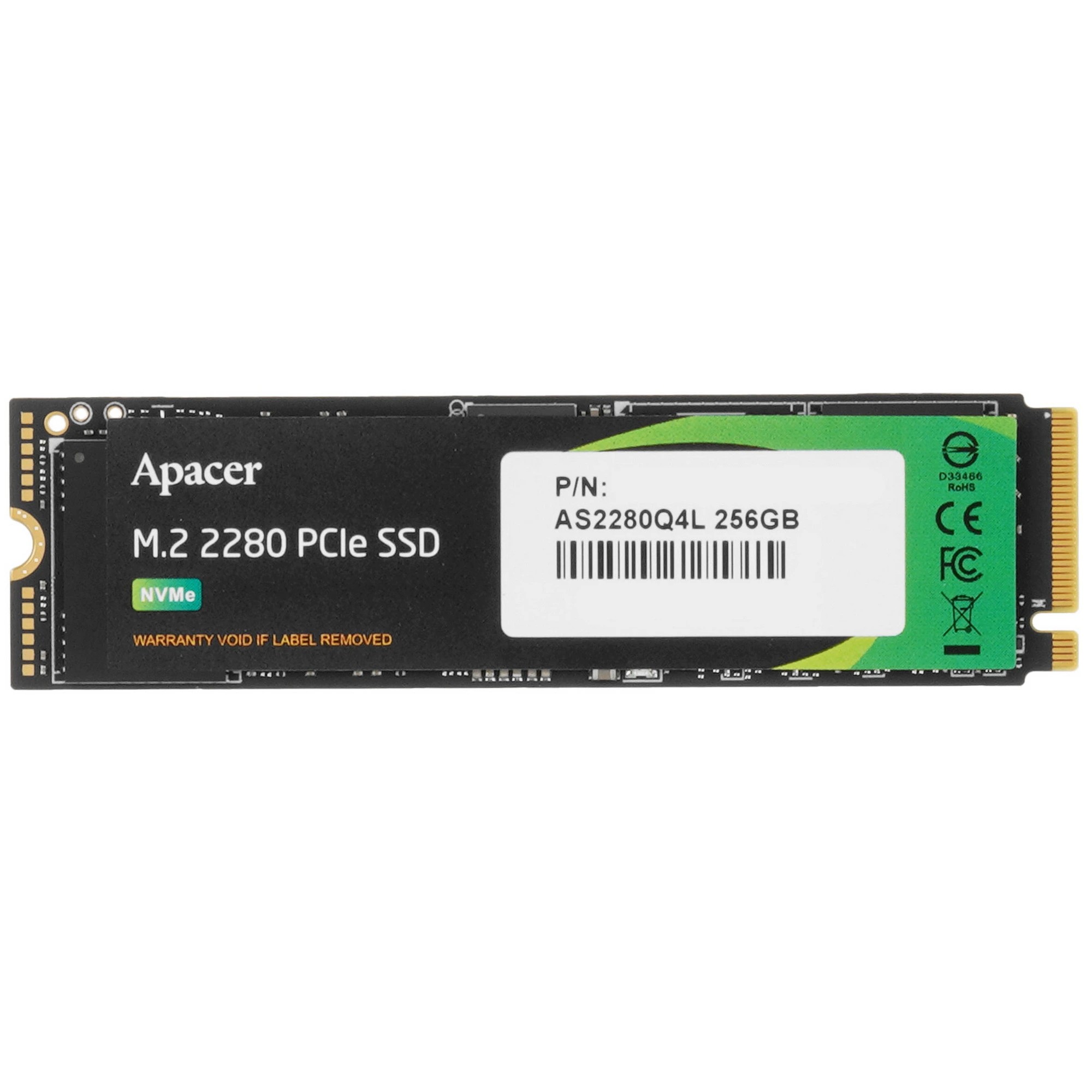 Apacer SSD AS2280Q4L 256Gb M.2 2280 PCIe Gen4x4, R3600/W3000 Mb/s, 3D NAND, MTBF 1.5M, NVMe 1.4, 170TBW, Retail, 3 years (AP256GAS2280Q4L-1)