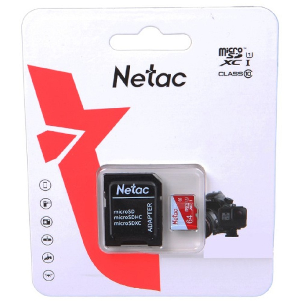Micro SecureDigital 64GB Netac P500 ECO (с SD адаптером) арт. NT02P500ECO-064G-R