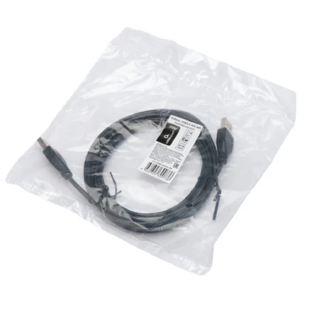 Cablexpert Кабель USB2.0 AM/AM, экран, 28/26AWG, медь, Pro, 3м, черный, пакет (CC-USB2-AMAM-3M) Gembird