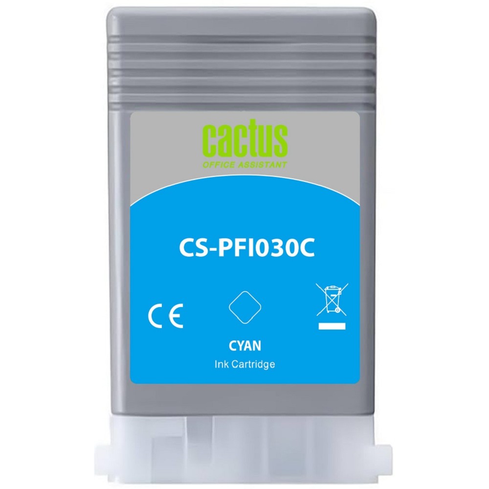 Картридж струйный Cactus CS-PFI030C PFI-030C голуб.пигм. (55мл) для Canon imagePrograf TA-20/30/TM-240/340 с чипом