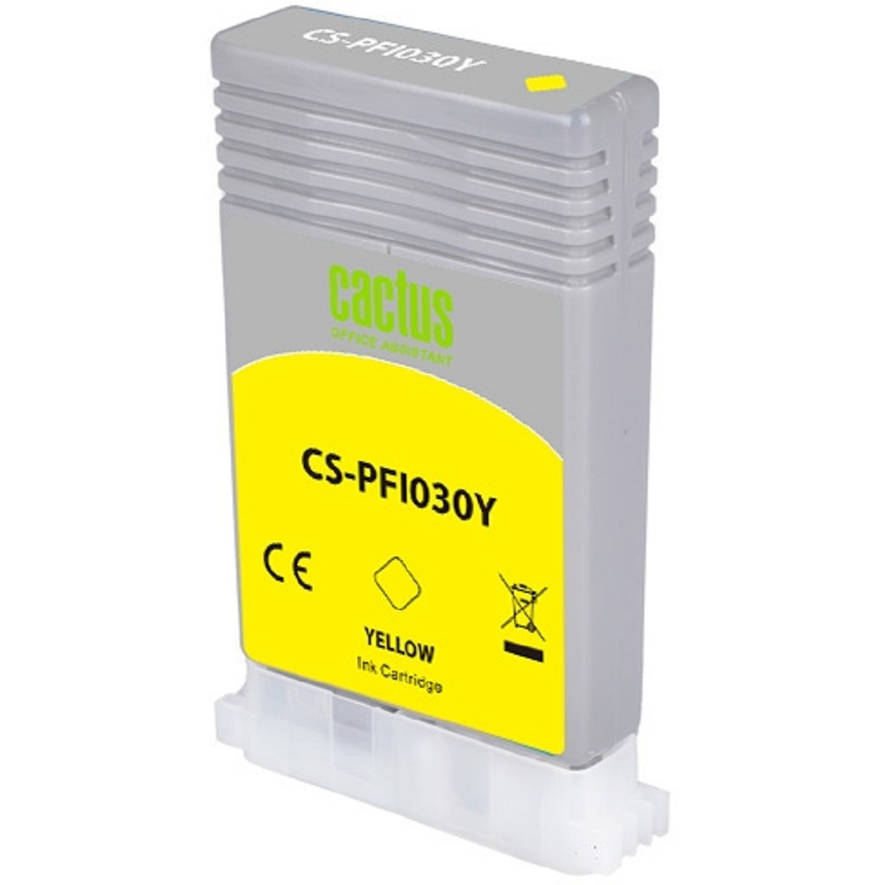 Картридж струйный Cactus CS-PFI030Y PFI-030Y желт.пигм. (55мл) для Canon imagePROGRAF TA-20/30, TM-240/340 с чипом