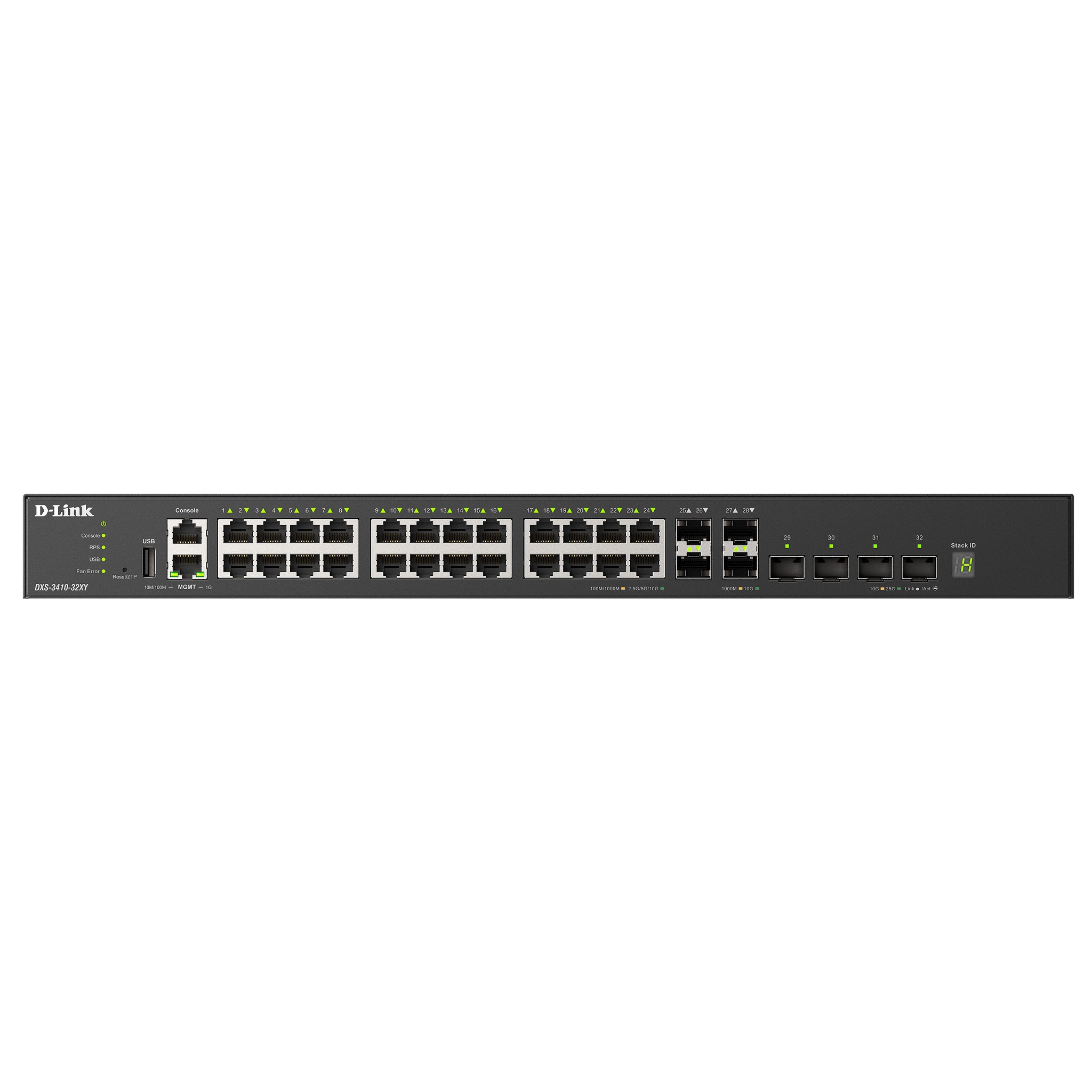 D-Link DXS-3410-32SY/A1A Управляемый L3 стекируемый коммутатор с 28 портами 10GBase-X SFP+ и 4 портами 25GBase-X SFP28 D-Link SMB