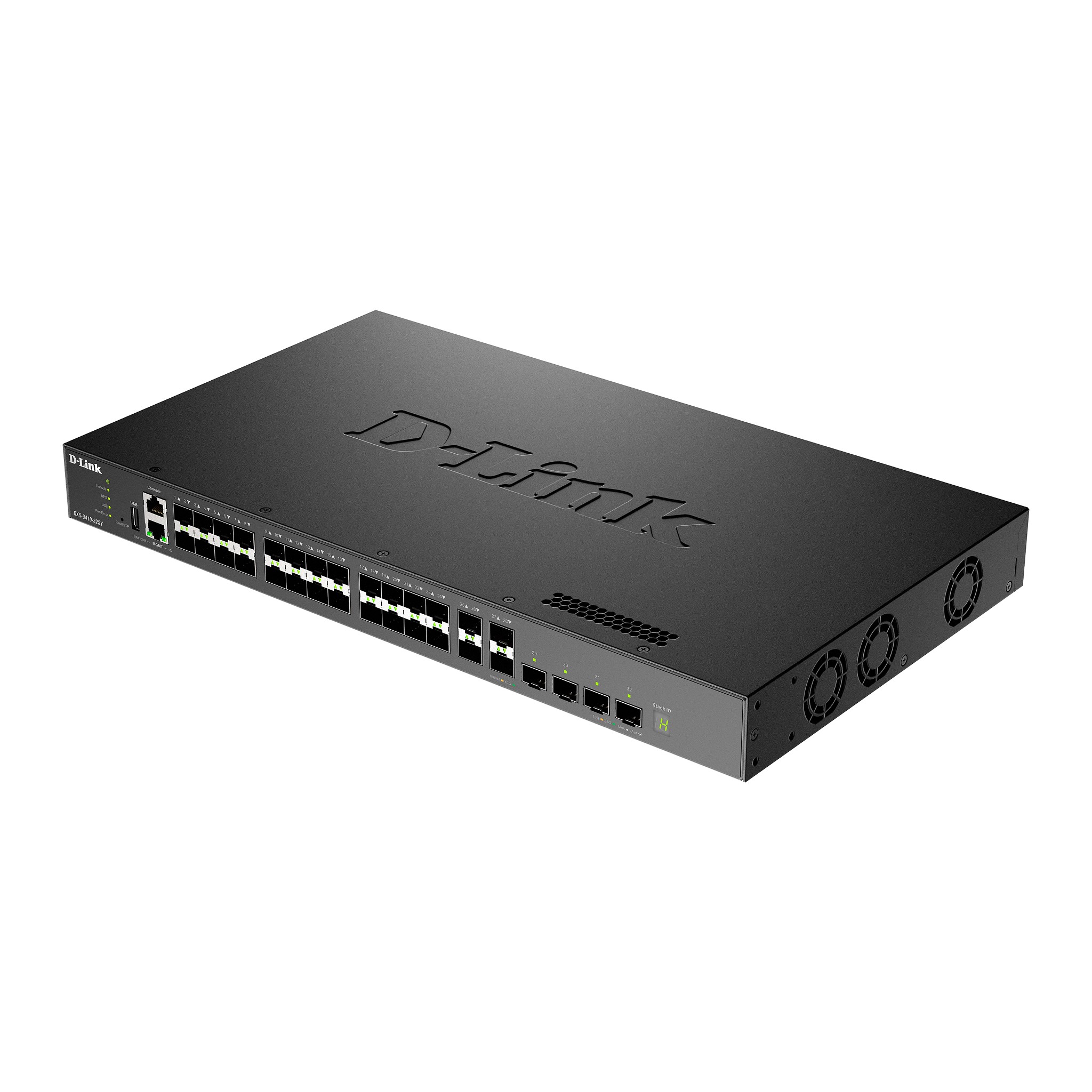 D-Link DXS-3410-32SY/A1A Управляемый L3 стекируемый коммутатор с 28 портами 10GBase-X SFP+ и 4 портами 25GBase-X SFP28 D-Link SMB
