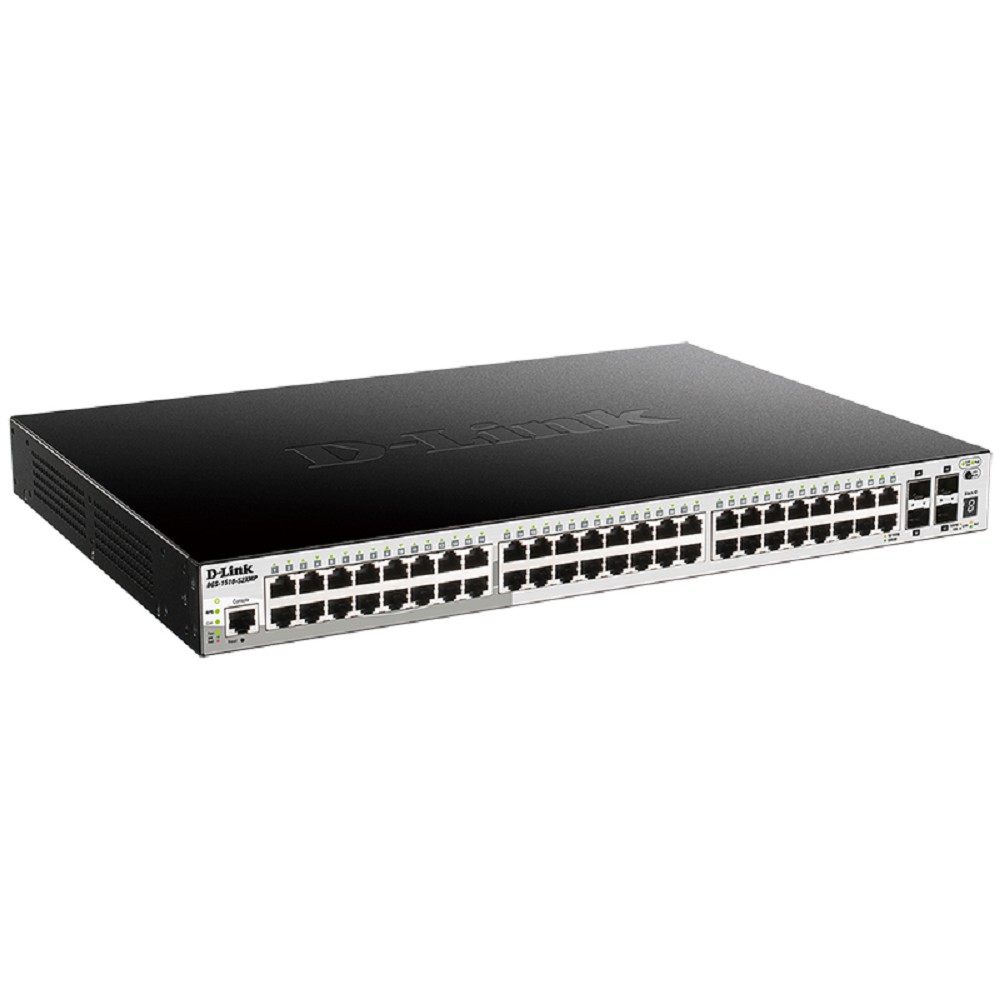 D-Link DGS-1510-52XMP/A2A PROJ Управляемый L2+ стекируемый коммутатор с 48 портами 10/100/1000Base-T и 4 портами 10GBase-X SFP+ (48 портов PoE 802.3af/at, PoE-бюджет 370 Вт; 740 Вт с DPS-700) D-Link SMB