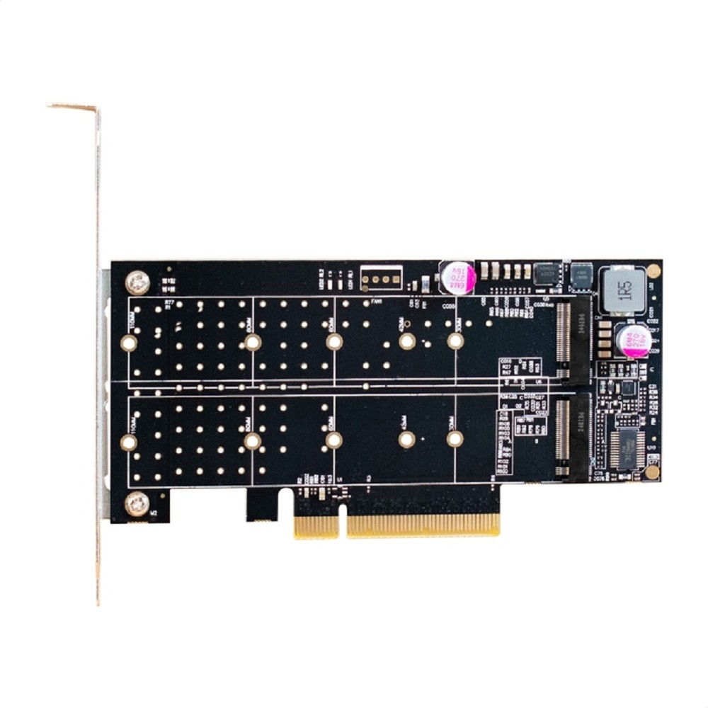 Exegate EX298298RUS Переходник ExeGate EXE-597E2 (2 x M.2 M key -> PCI-E x8 v3.0, для установки двух SSD M.2 2230/2242/2260/2280/22110 M key NGFF в слот PCI-E, материнская плата должна быть c функцией